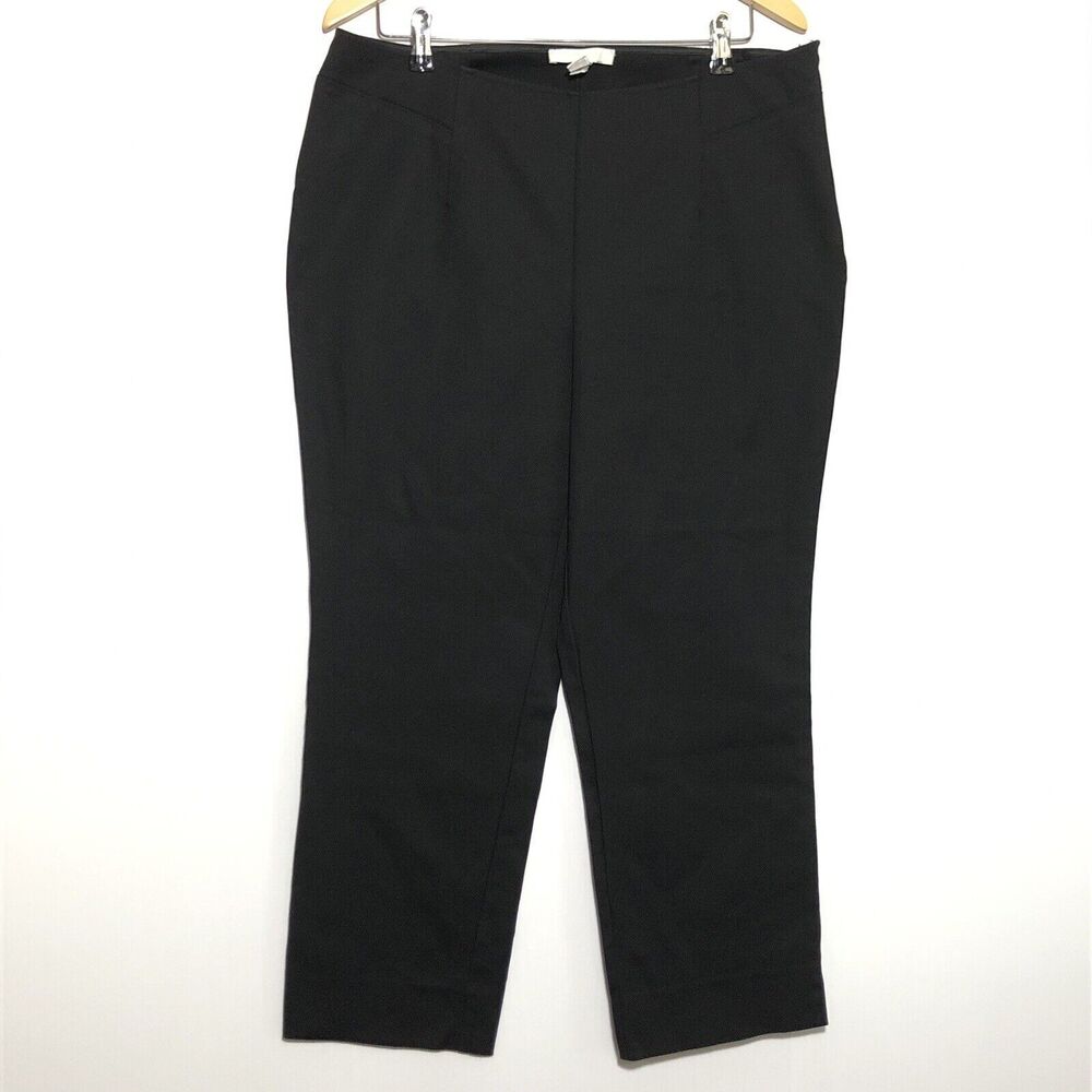 Chicos Pants Womens 14 2.5 Black High Rise Ankle Straight Side Zip Cotton Blend